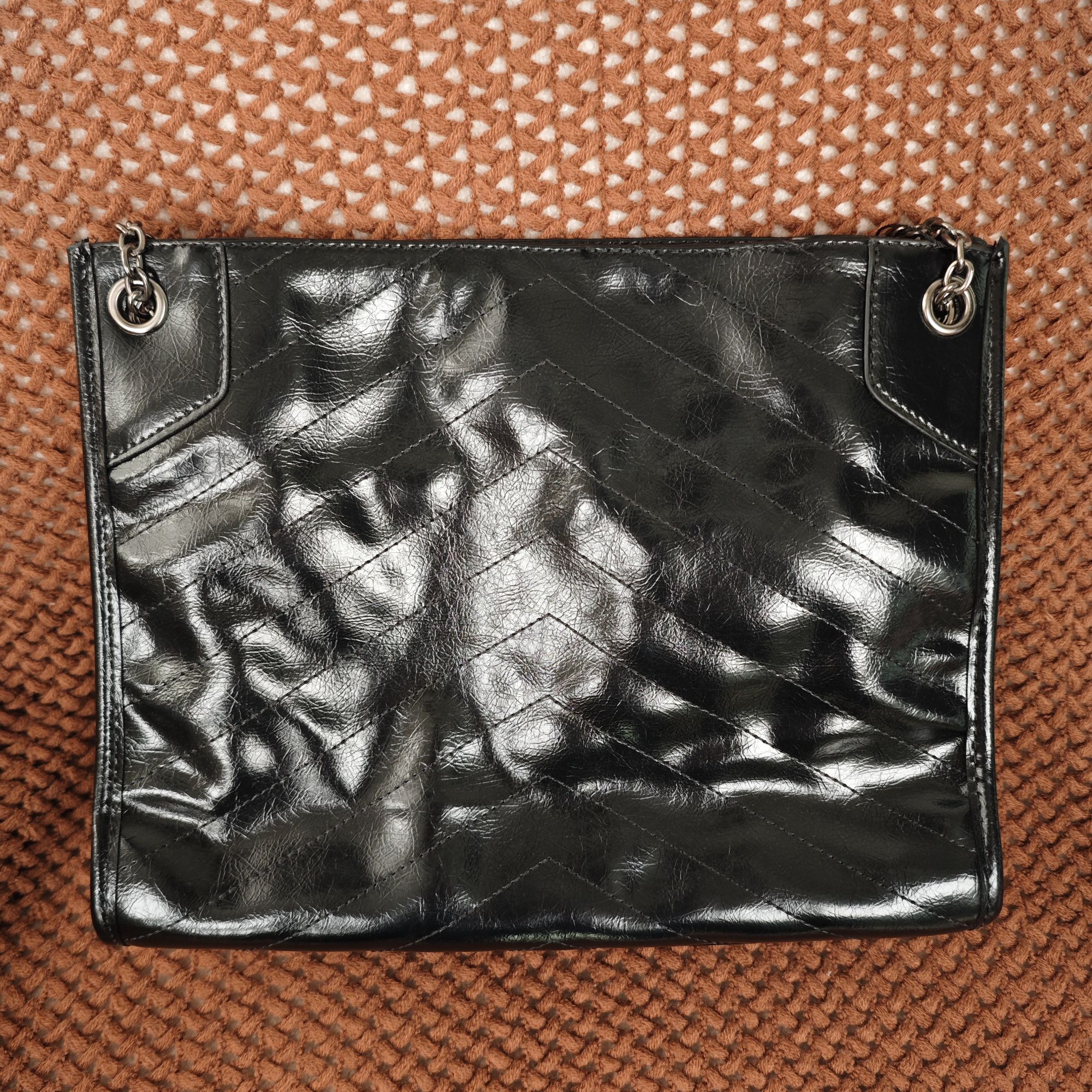 HM178 J25新款黑色购物袋单肩手提斜挎包-1