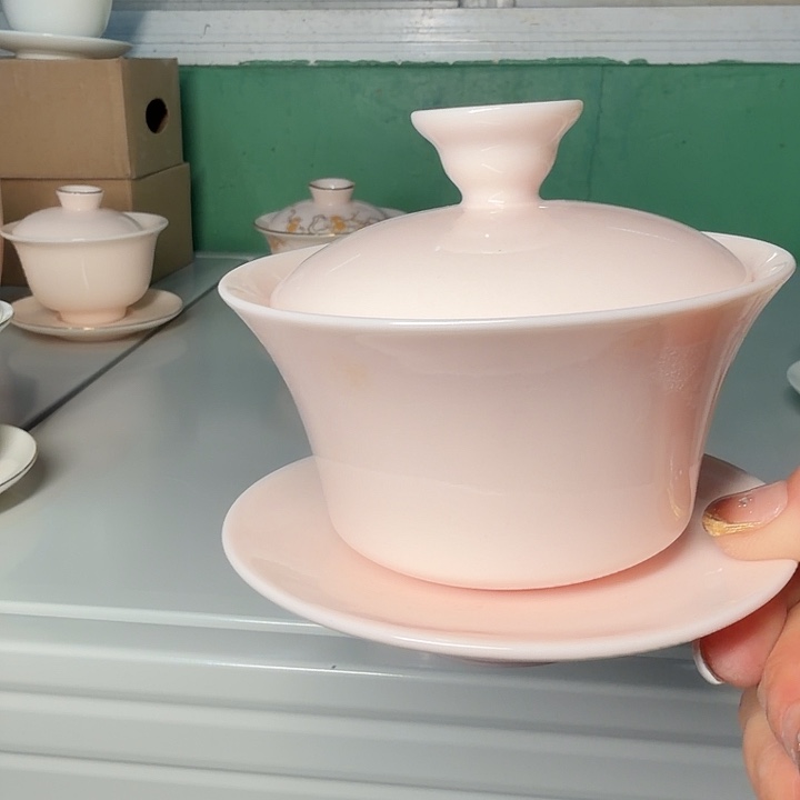 高端系列羊脂玉三才盖碗