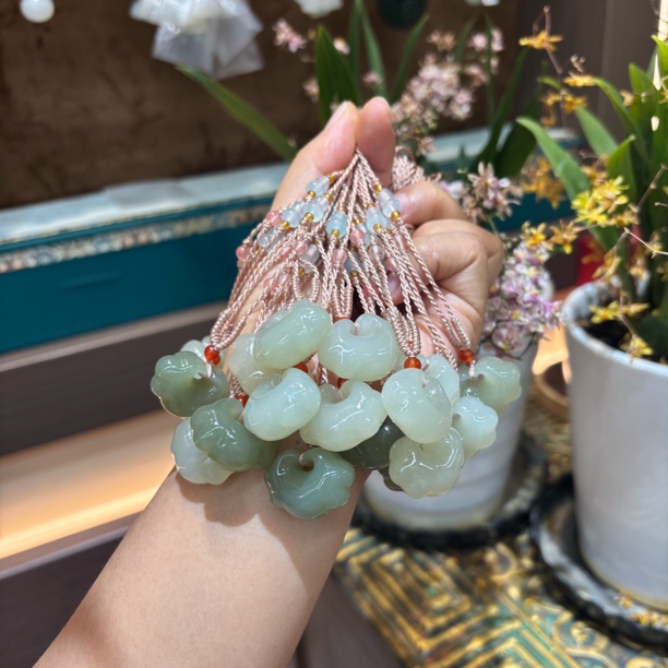 123006wm 和田玉青海料如意锁约17*24*11多样性发其一