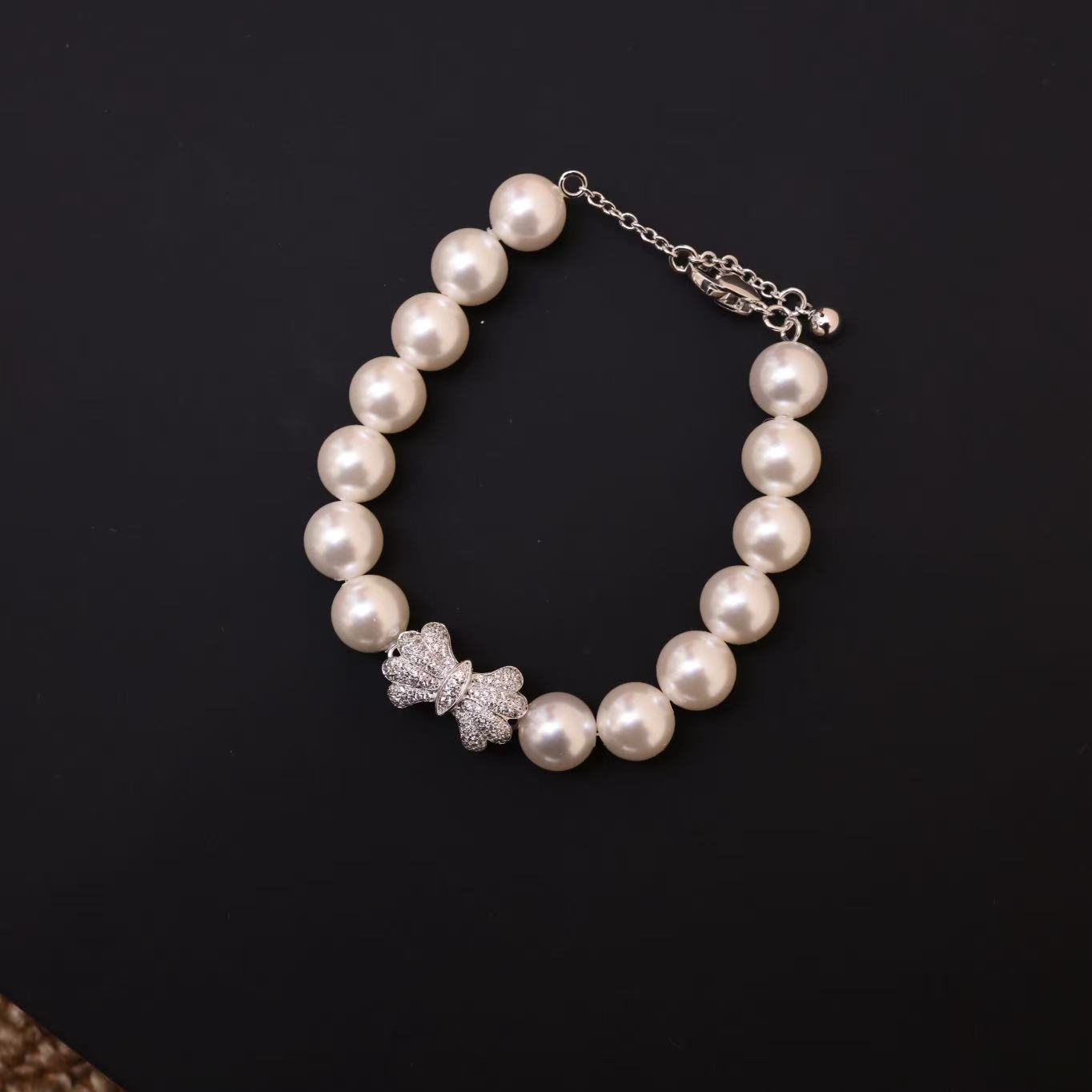 铜合金手链 【晨老板】B 时尚珍珠蝴蝶结手链69253796