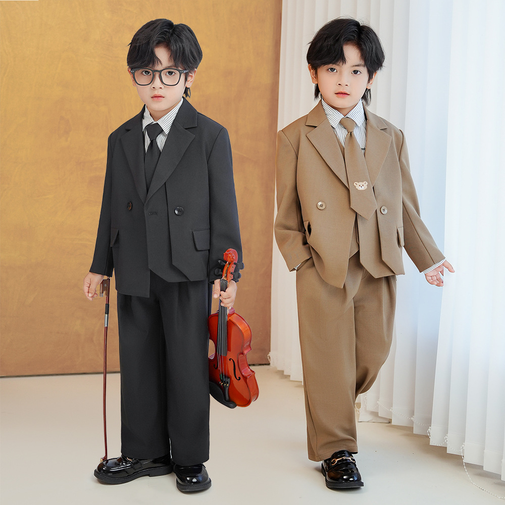 男童西装套装新款帅气英伦花童生日礼服儿童洋气主持人钢琴演出服