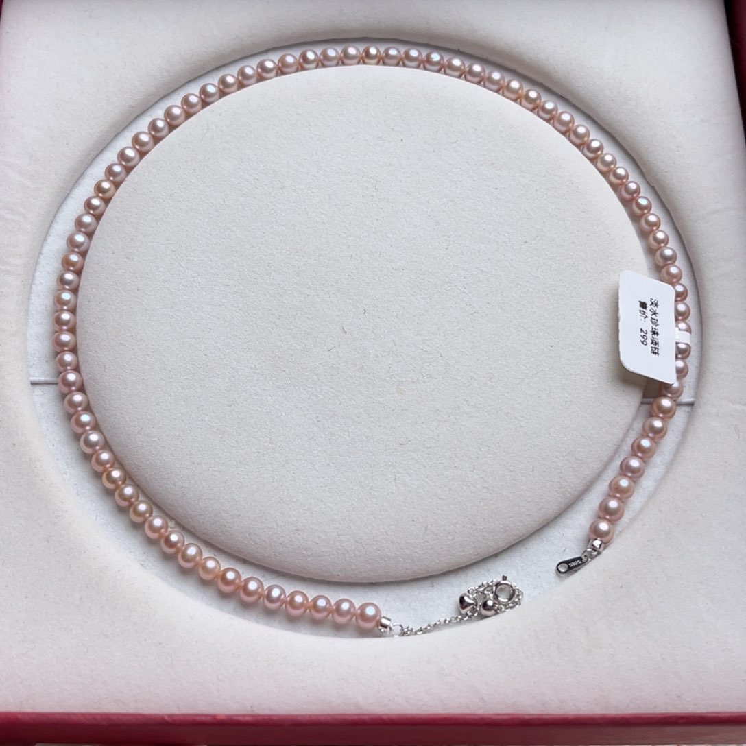 淡水珍珠颈饰银S925镶嵌5-6mm极光