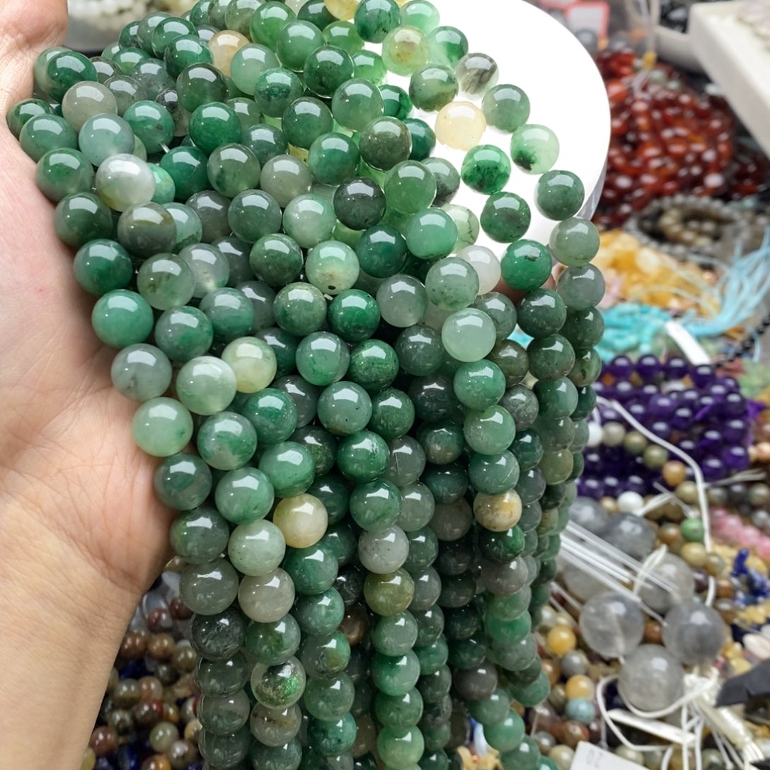 玛瑙/玉髓未镶嵌珠宝半成品两条10mm非洲翠纯天然圆珠