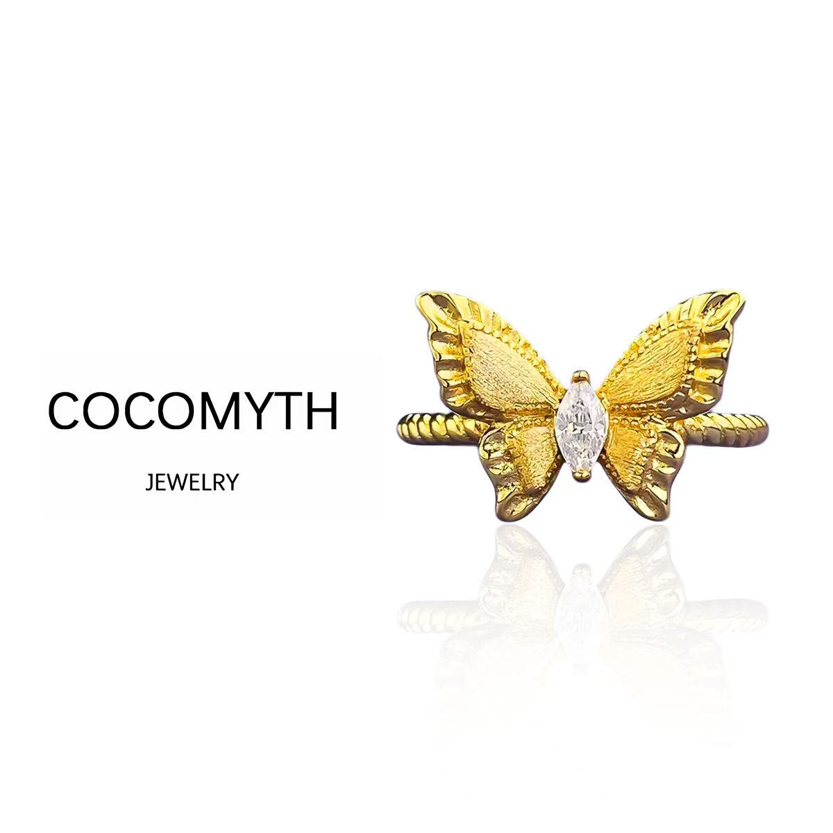 【婧拍价】COCOMYTH镀K金轻奢时尚蝴蝶戒指J131