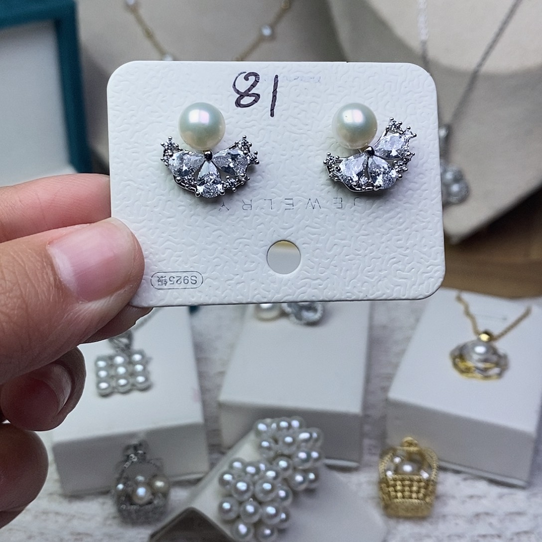 耳饰淡水珍珠银S925镶嵌