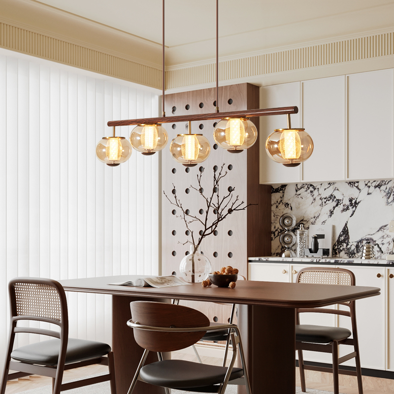 CASAGD美式复古一字长条餐厅吊灯vintage法式中古风吧台餐桌灯具