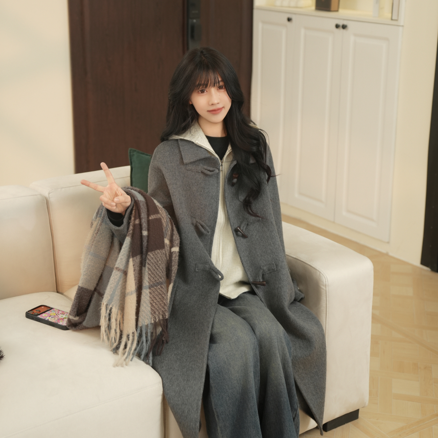 中长款秋冬休闲风常规款双面毛呢外套时尚百搭气质冬季