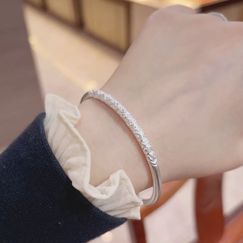 足银手镯 59号链接 【闭口手镯】足银999.9 清库存带证书礼盒包装