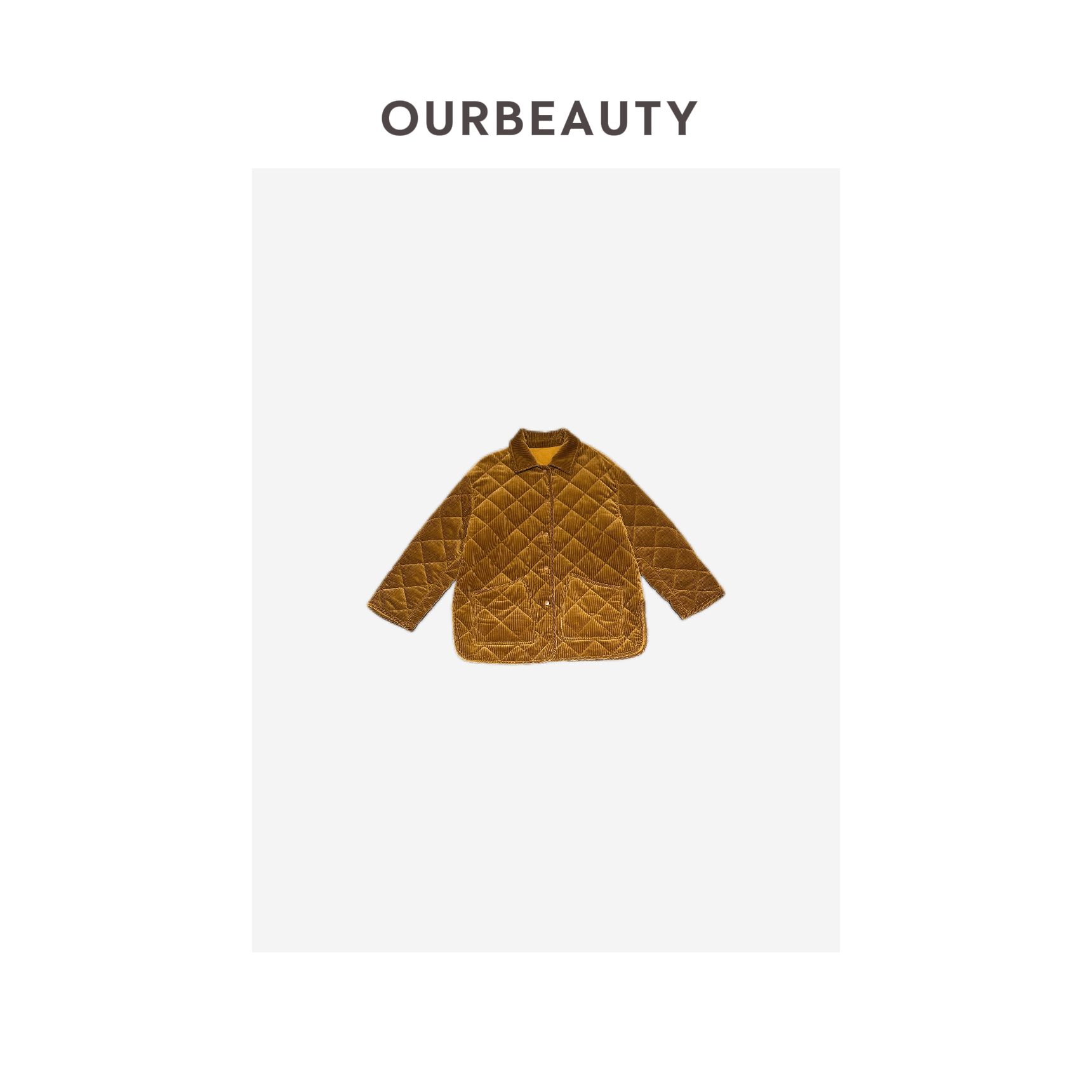【OURBEAUTY】复古菱格翻领夹棉外套