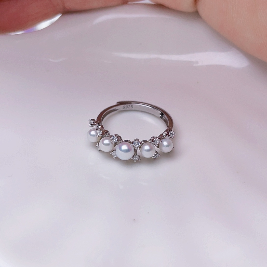 淡水珍珠戒指银S925镶嵌