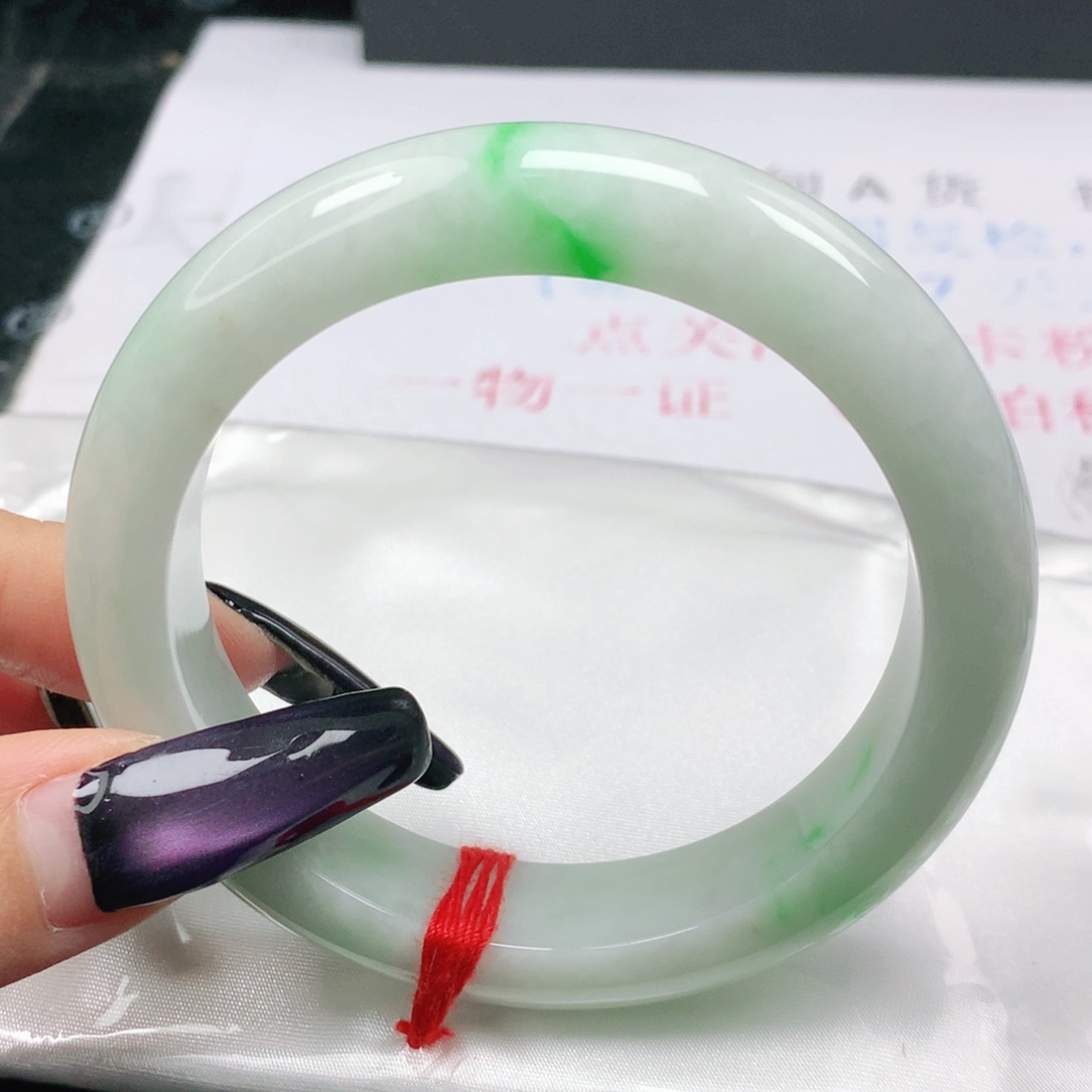 未镶嵌手镯翡翠翡翠57.5白底青飘阳绿正圈