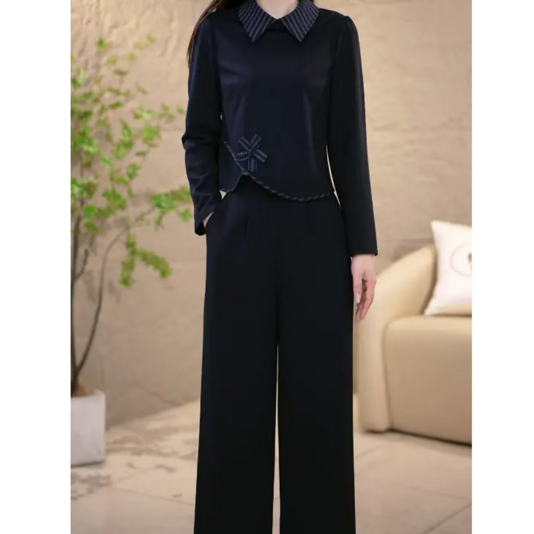 2025高端百搭新款优雅精致显瘦减龄上衣+裤子两件套套装