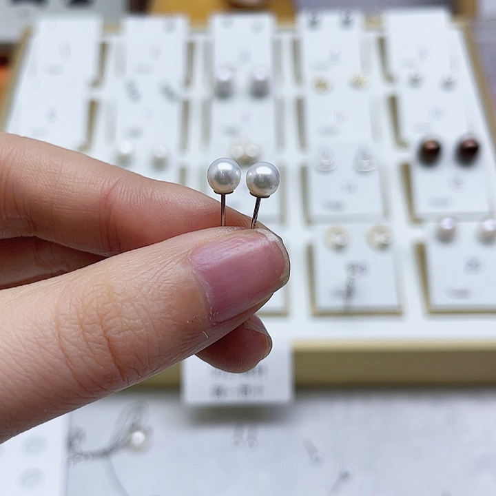 淡水珍珠耳饰银S925镶嵌悠*然