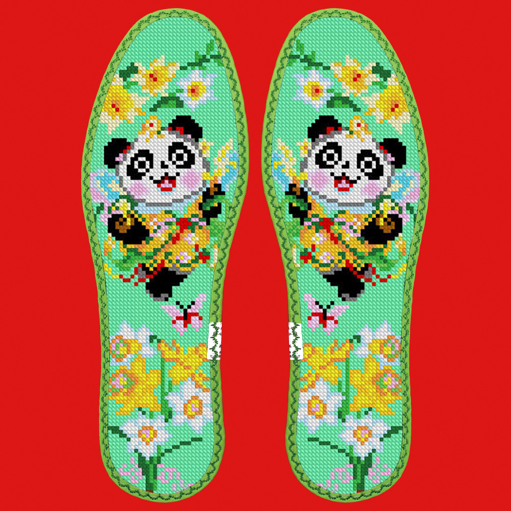 （熊猫款十二月)微瑕小格十字绣鞋垫套装现货现发（粉丝福利）