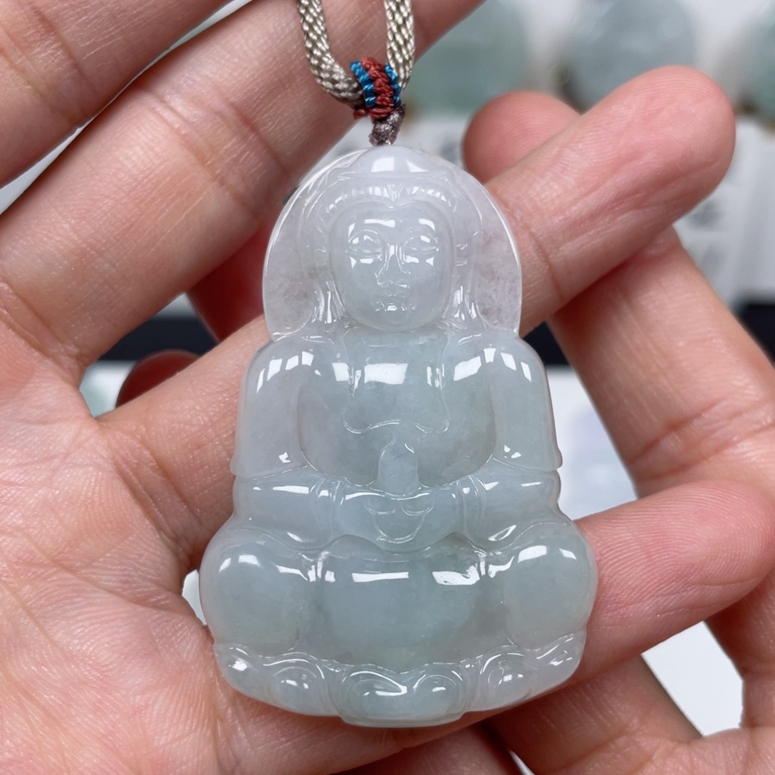 翡翠颈饰未镶嵌天然翡翠A货观音96号