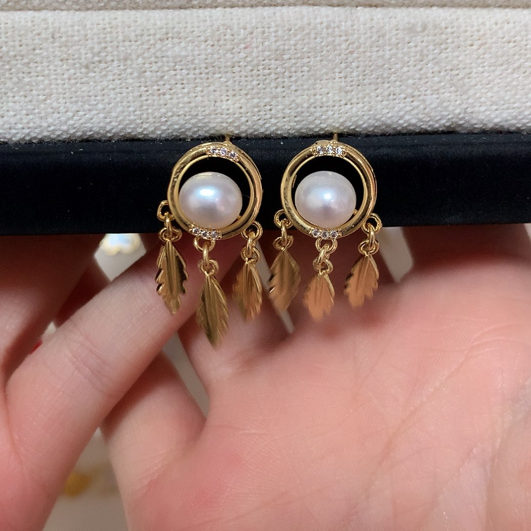 淡水珍珠耳饰合金