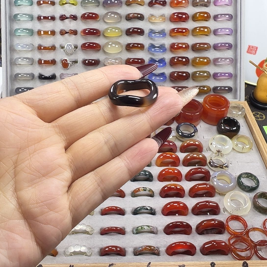 玛瑙/玉髓未镶嵌戒指B8不退换18港18