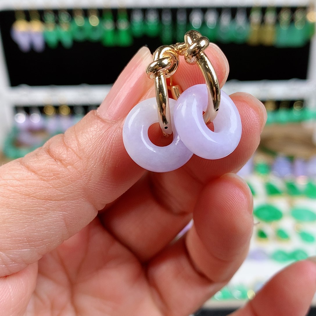 翡翠耳饰18K金镶嵌的