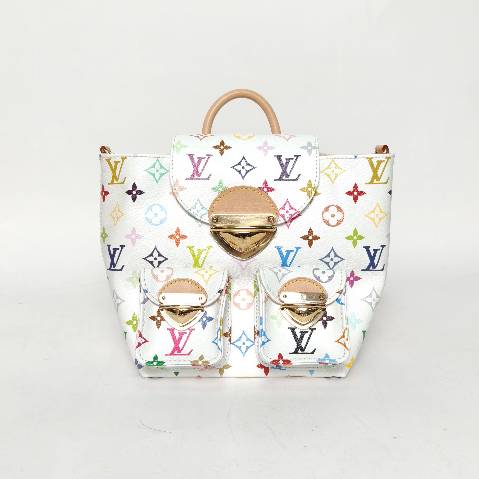 99新 LouisVuitton/路易威登 【双双】双肩包联名款 白三彩 芯片