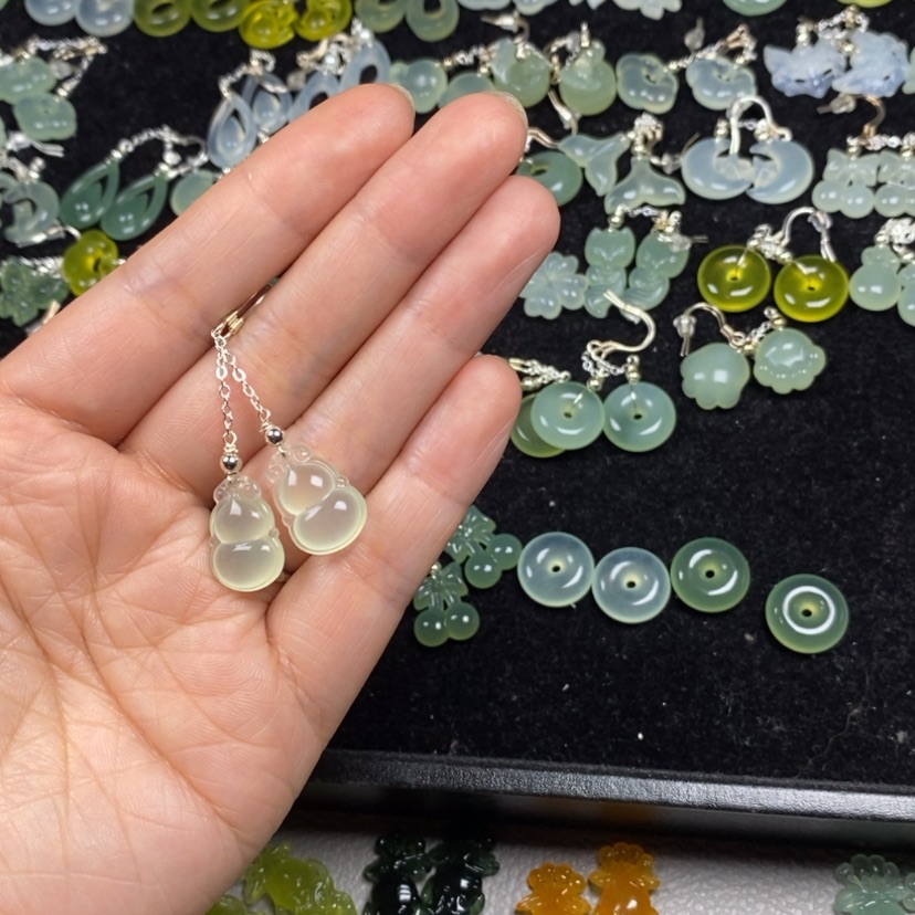 【闪购商品】蛇纹石玉挂件耳饰耳环项链未镶嵌