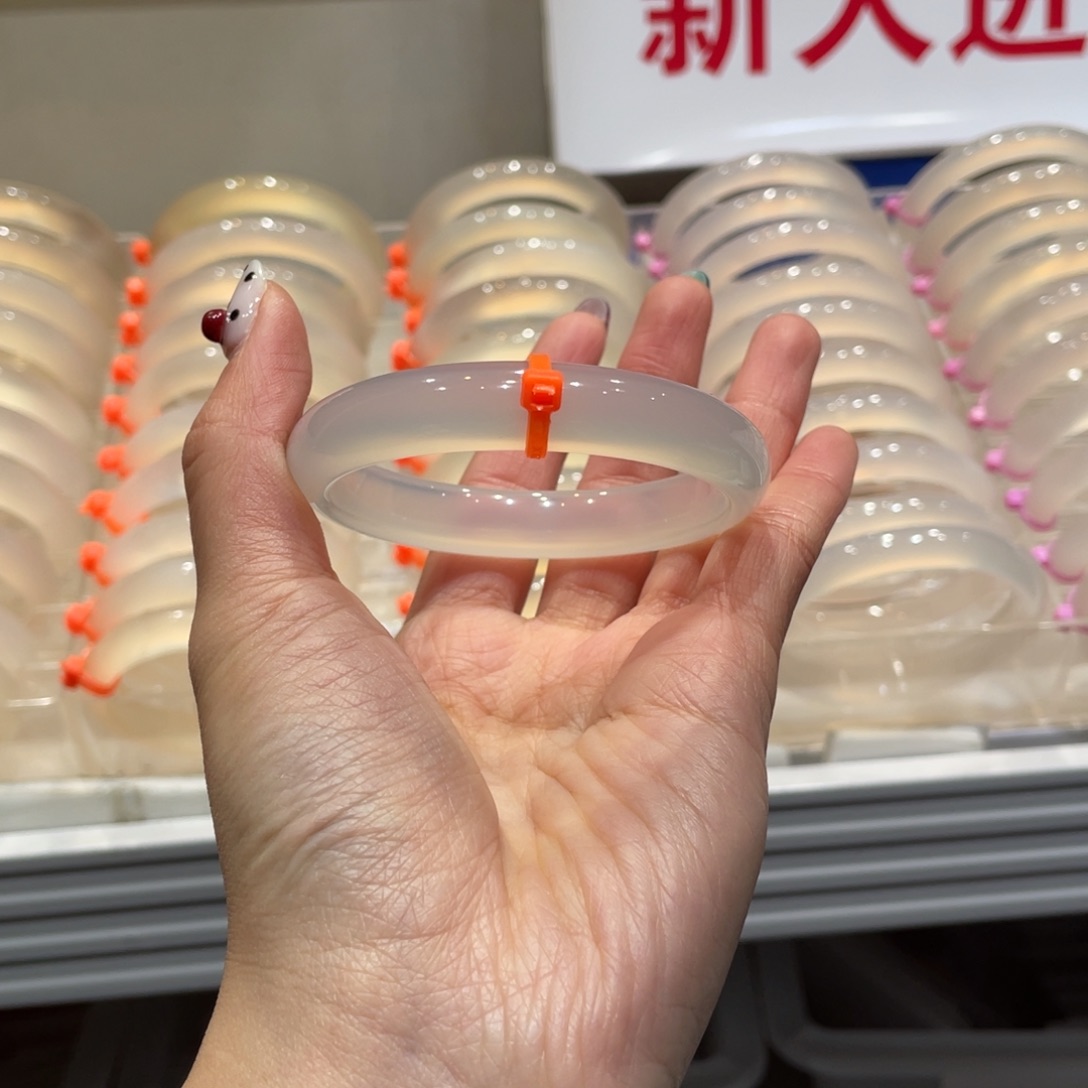 1***1玛瑙/玉髓未镶嵌手镯@定向白月光@【54】