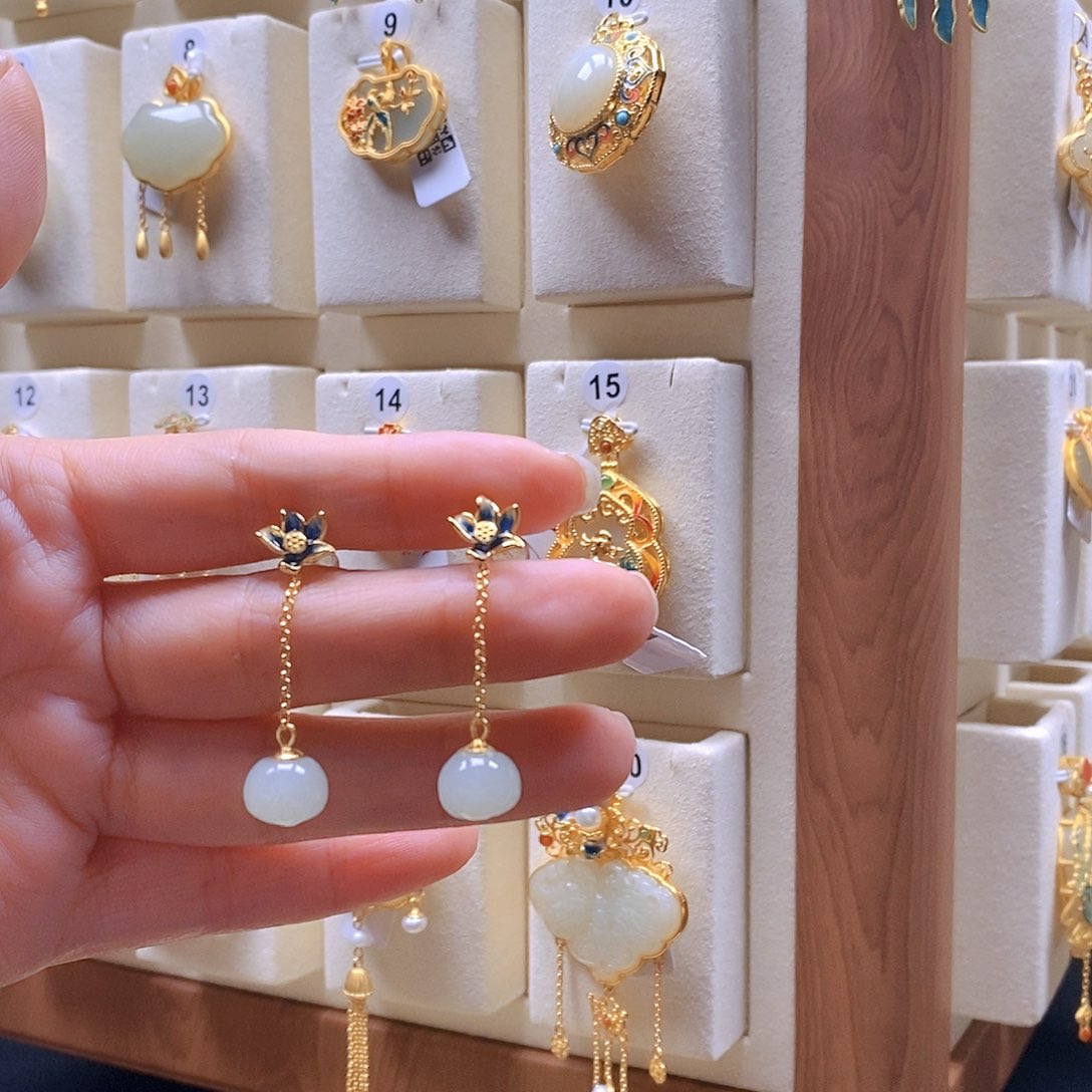 和田玉颈饰银S925镶嵌