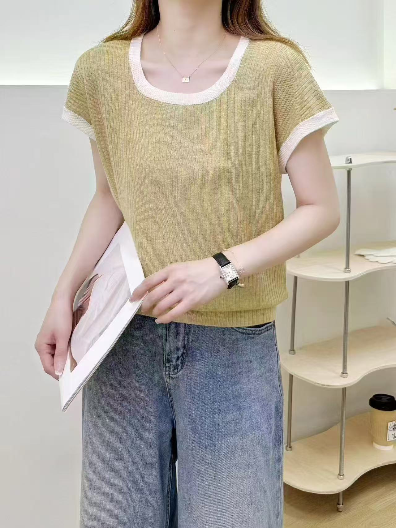 0088 X 新款时尚洋气减龄短袖T恤针织衫 F80