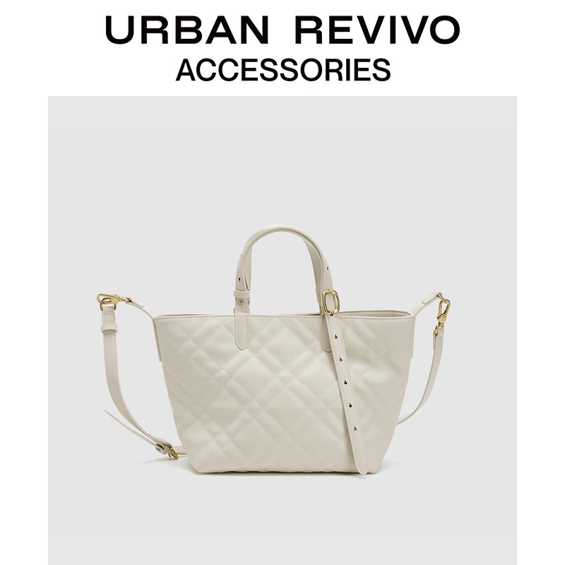 URBAN REVIVO2026春季新款女士菱格托特手提斜挎包UAWB60017+