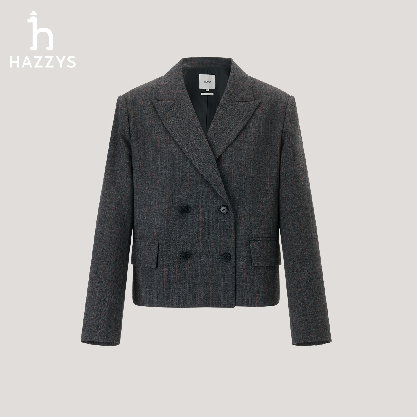 【宋佳商场同款】HAZZYS哈吉斯女士双排扣西服上衣时尚通勤西装外套