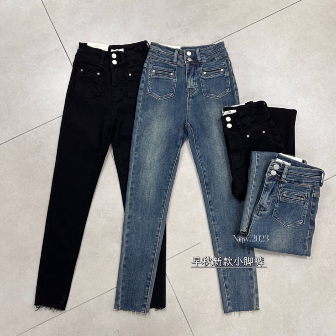 徐秋阳 不买后悔  百搭韩版高腰早秋时尚修身直筒牛仔裤Q0961-