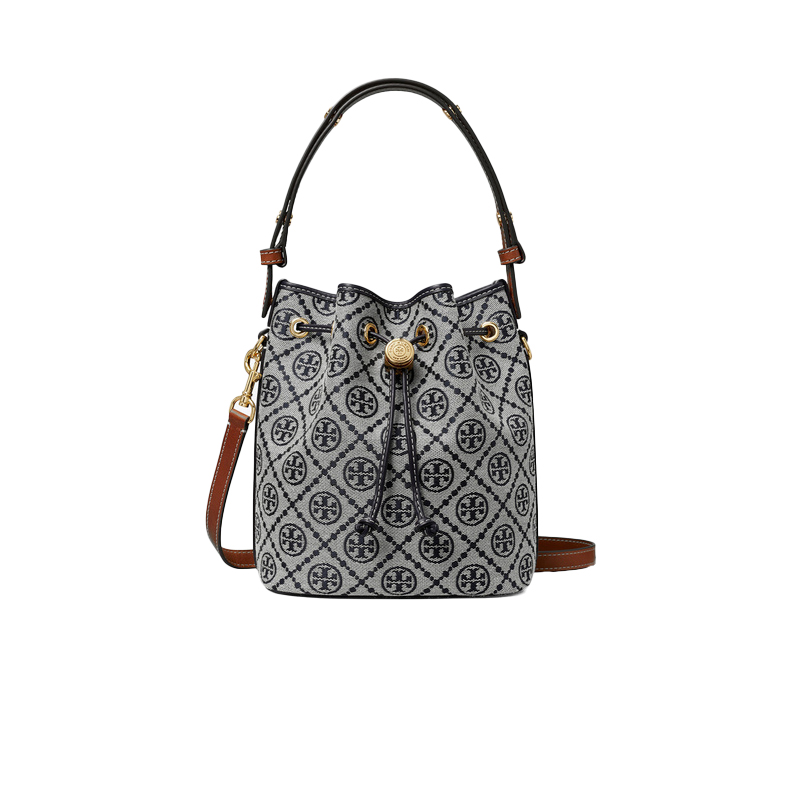 TORY BURCH TB女款 T Monogram 水桶手提包 中号 海军蓝166414405
