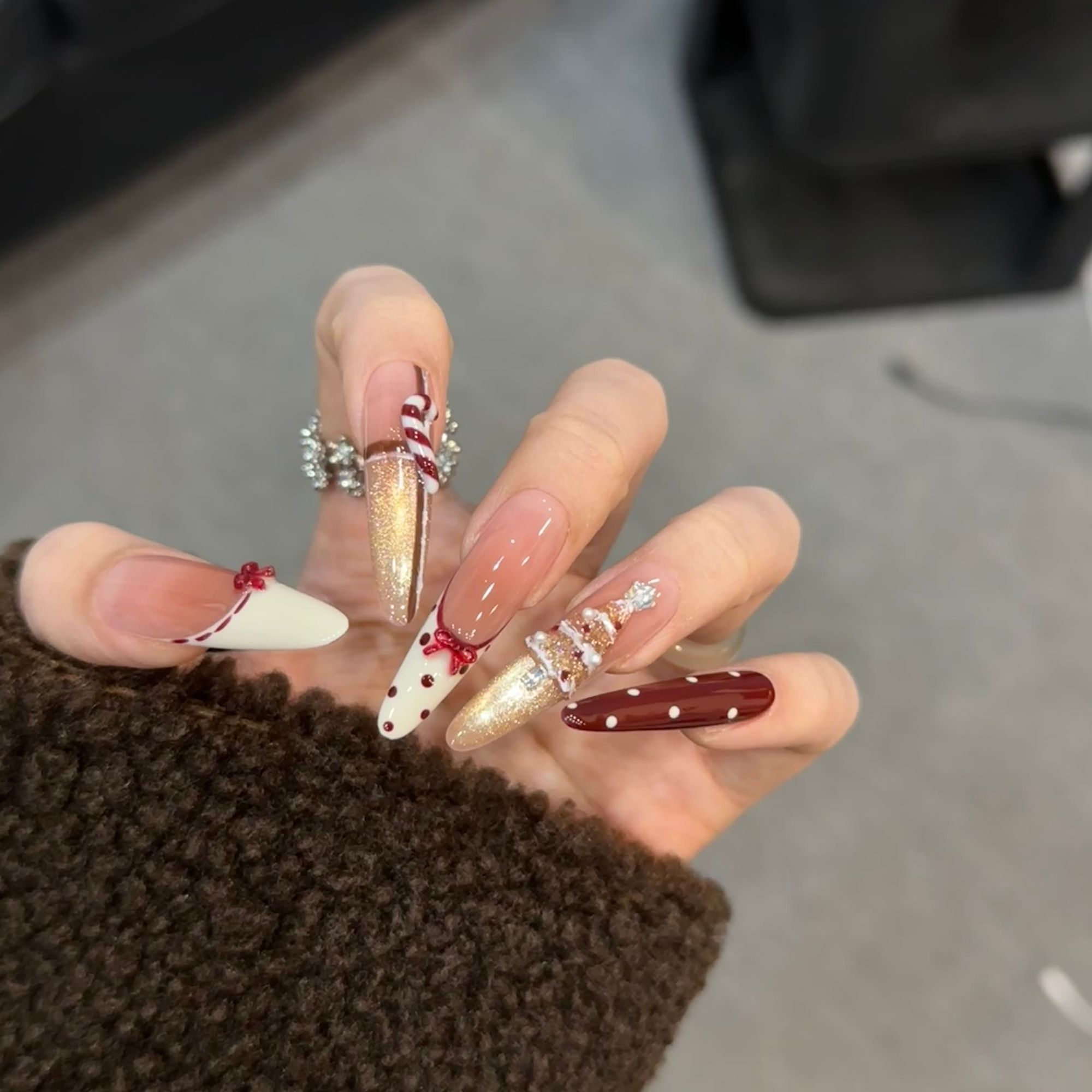 【麋鹿】-圣诞限定款纯手工制作穿戴美甲