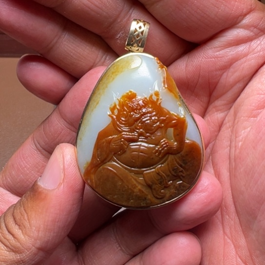 【闪购商品】和田玉吊坠(不含链)18K金镶嵌