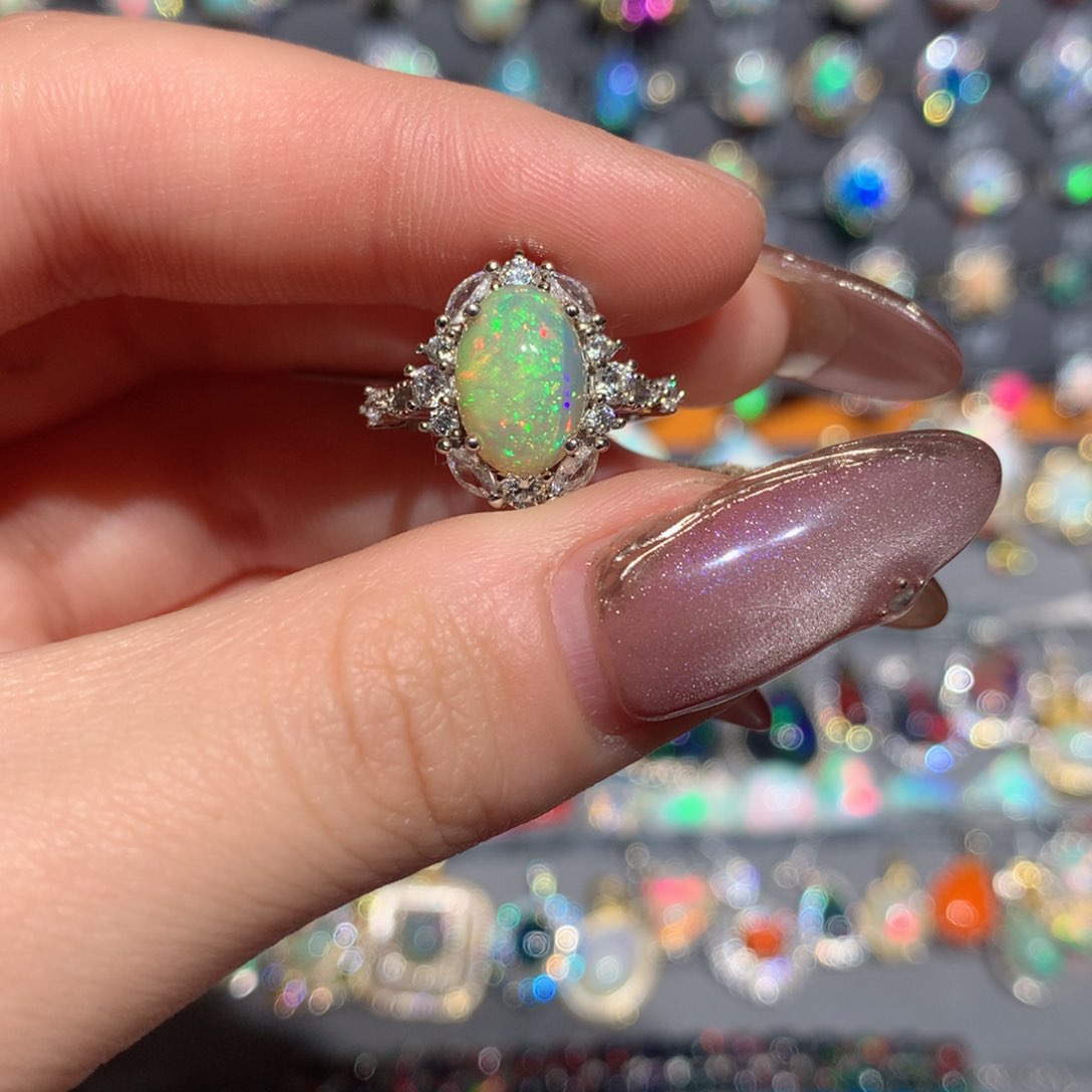 欧泊福利戒指w银S925镶嵌