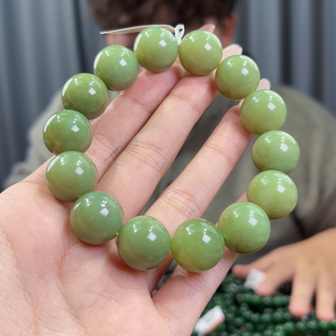 和田玉未镶嵌手串天然和田玉新疆若羌青黄口手串16