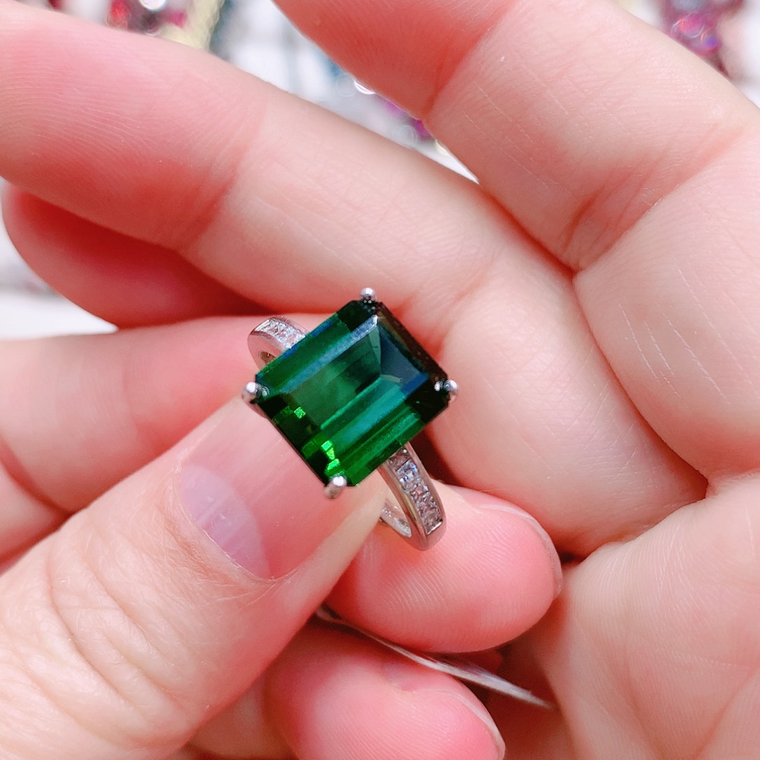 碧玺戒指银S925镶嵌戒指