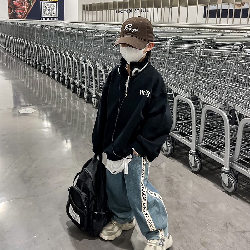 男童卫衣春秋款2025新款儿童春款韩版洋气上衣中小童宽松潮款童装