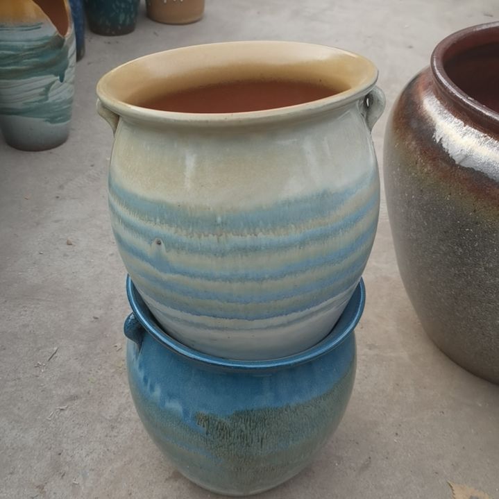 红陶口18高20两个盆