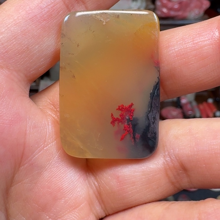 巴林石巴林鸡血石牌子吊坠