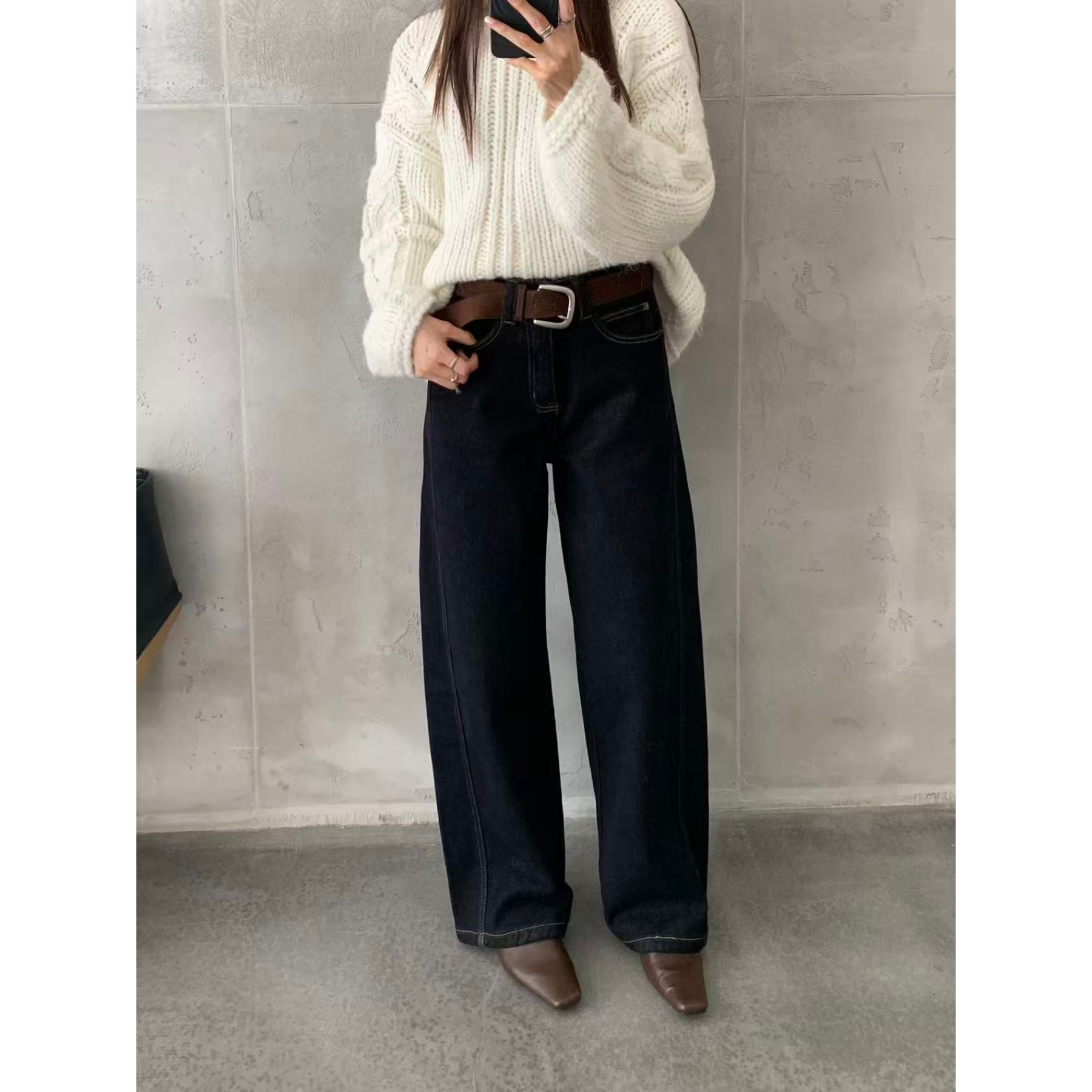 秋冬新款加绒高腰显瘦牛仔裤88078