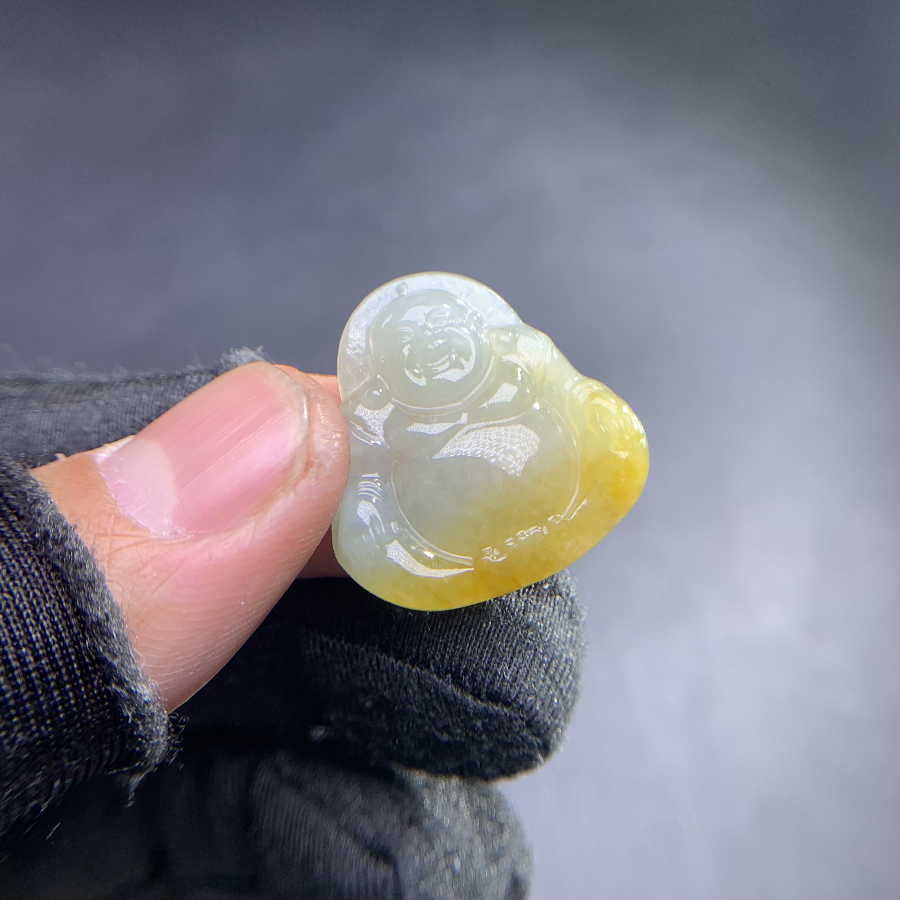 天然A货翡翠冰黄翡佛公时尚气质女款吊坠挂坠