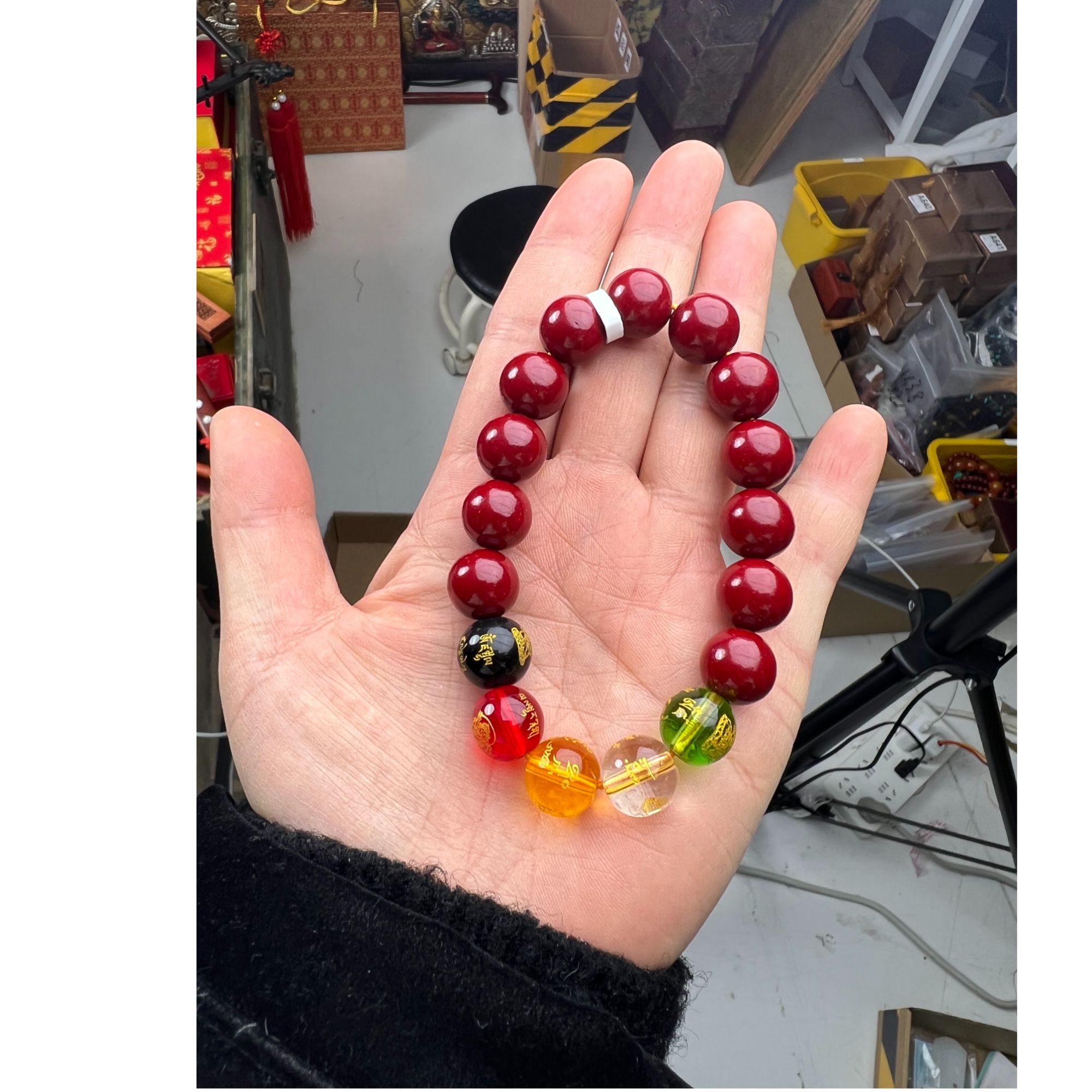 天然辰砂【闪购链接】精品朱砂帝王砂五路财神手串