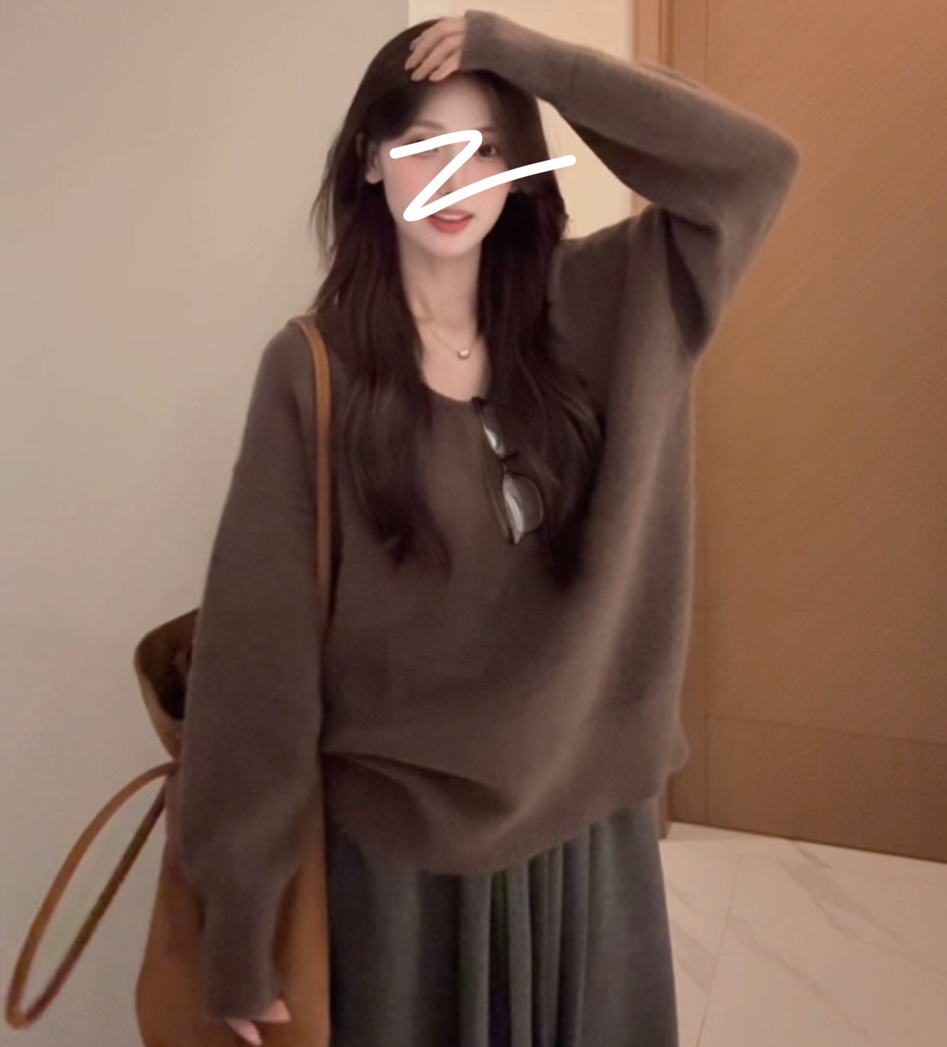 软糯V领针织衫女秋冬慵懒风毛衣2025韩版新款打底衫宽松长袖上衣