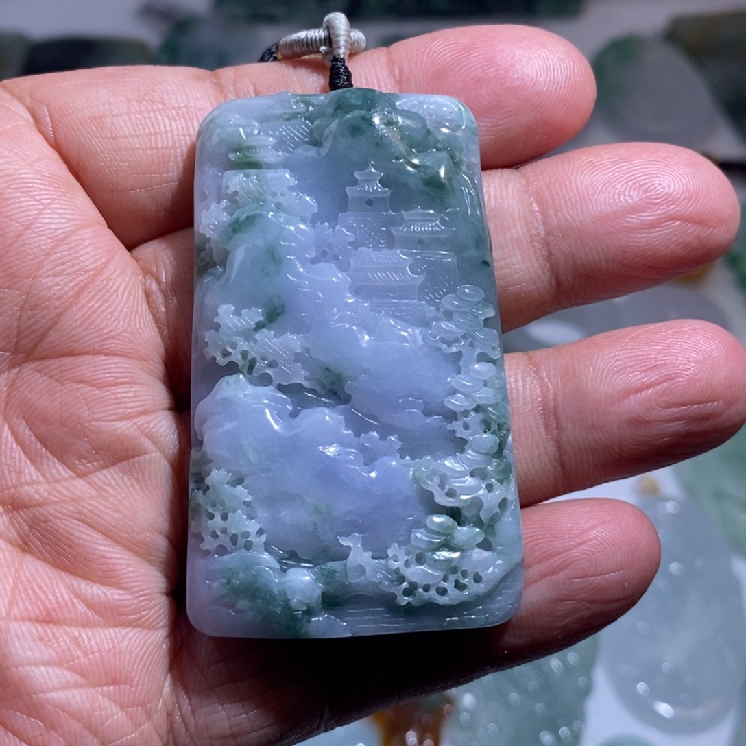 翡翠未镶嵌吊坠(不含链)翡翠山水