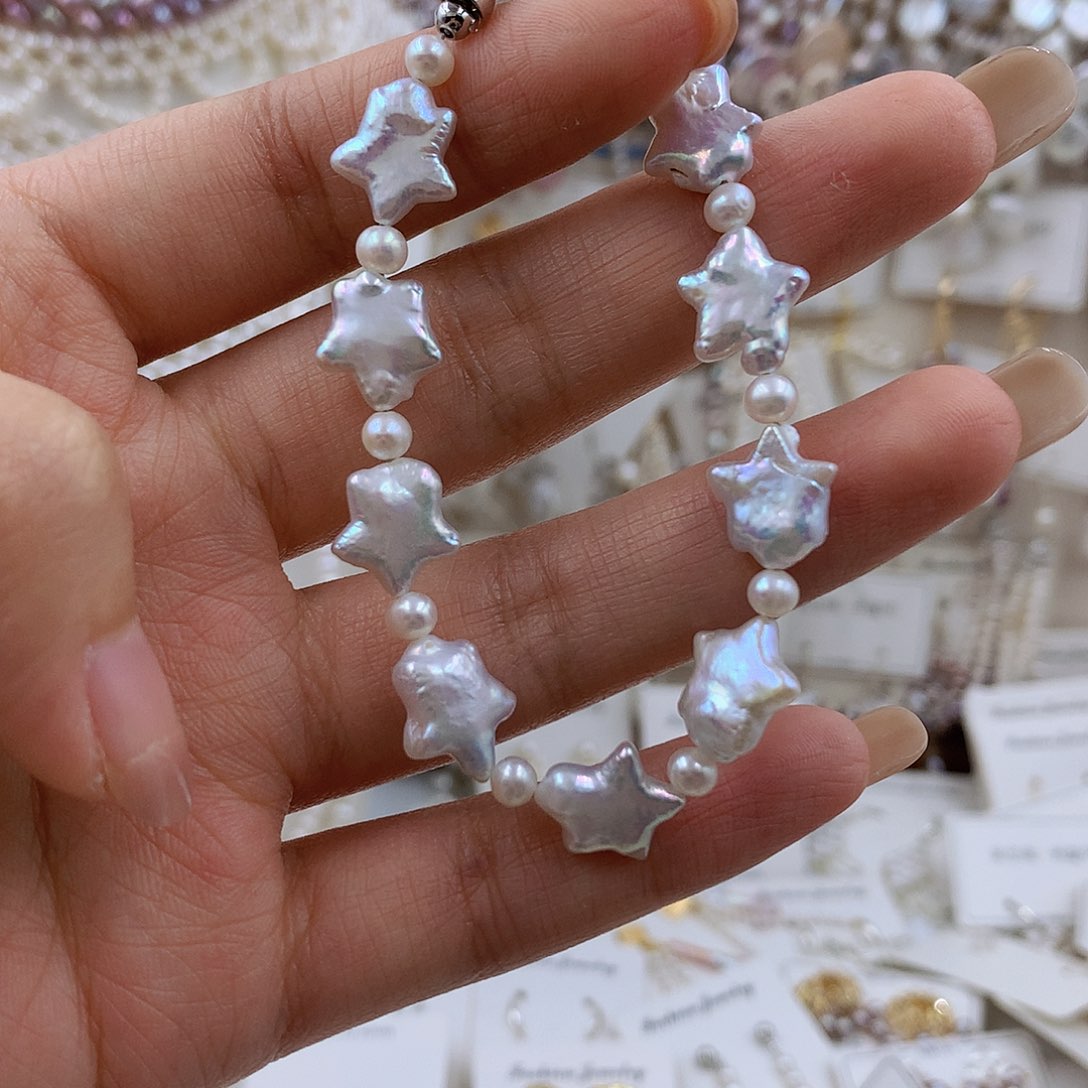 项链银S925镶嵌淡水珍珠