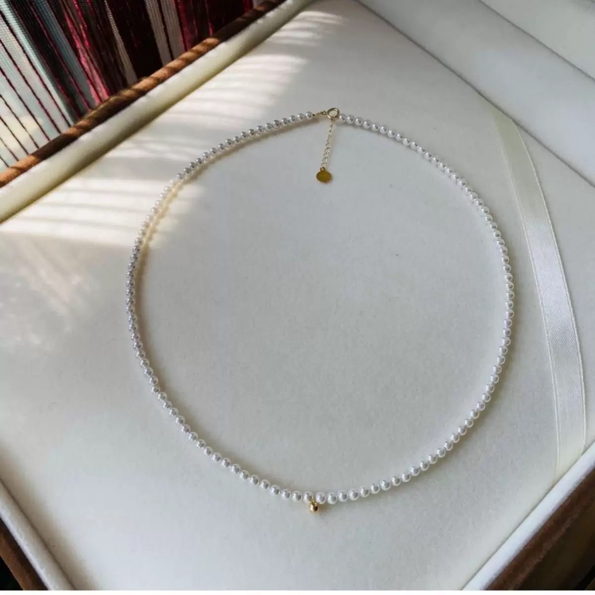 不锈钢仿珍珠项链 钟楚曦同款项链小珍珠复古法式锁骨链choker