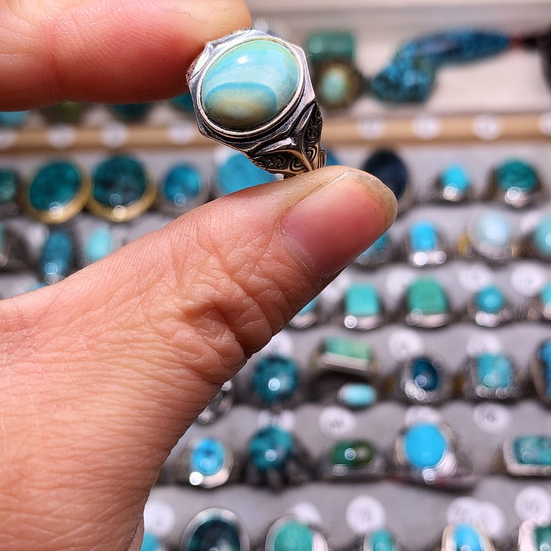 绿松石挂件银S925镶嵌