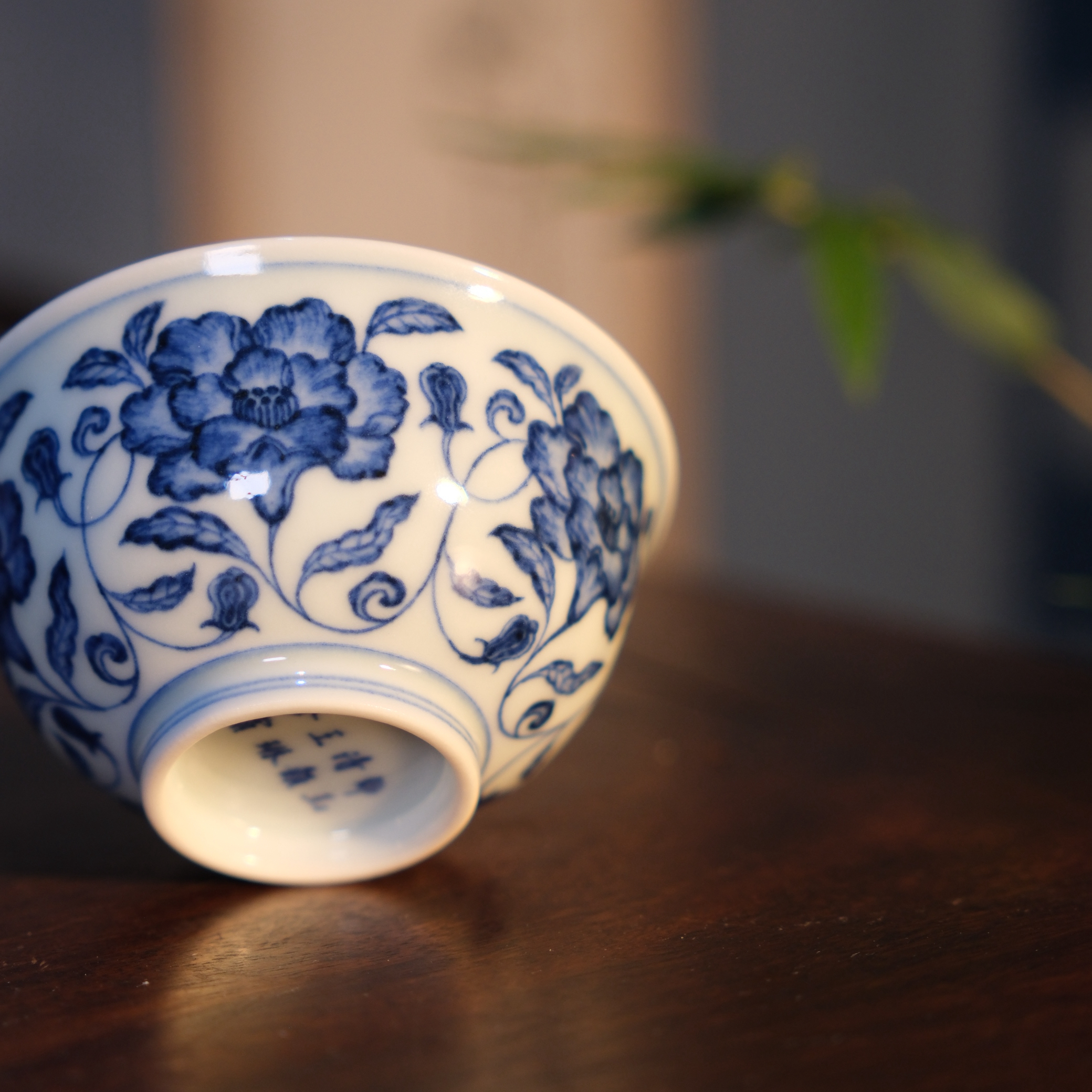 锦玉清韵 王琳窑 缠枝花卉撇口主人杯手工手绘仿古茶器 100cc