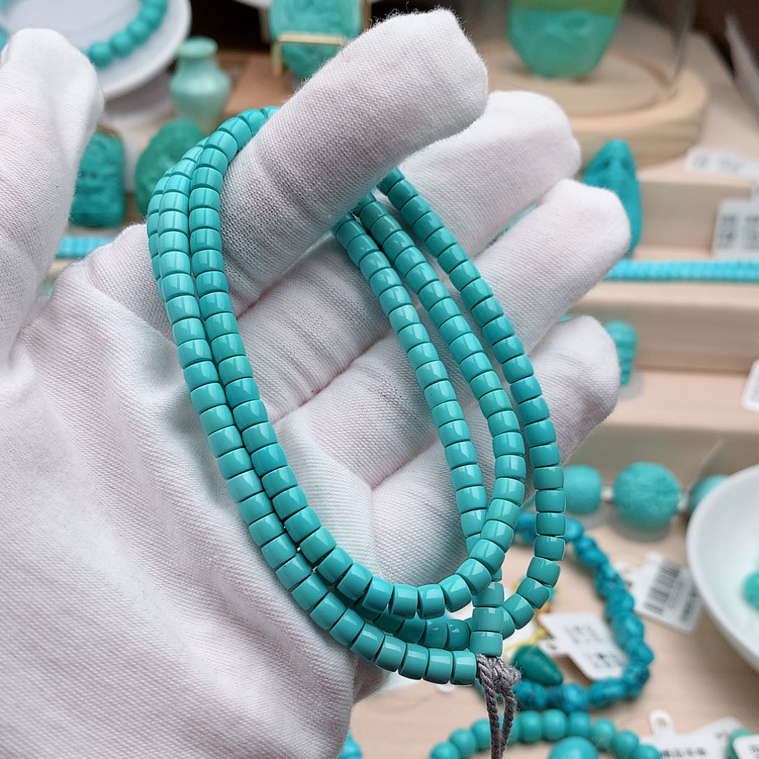 绿松石珠宝奇石未镶嵌泡**沫4.5mm