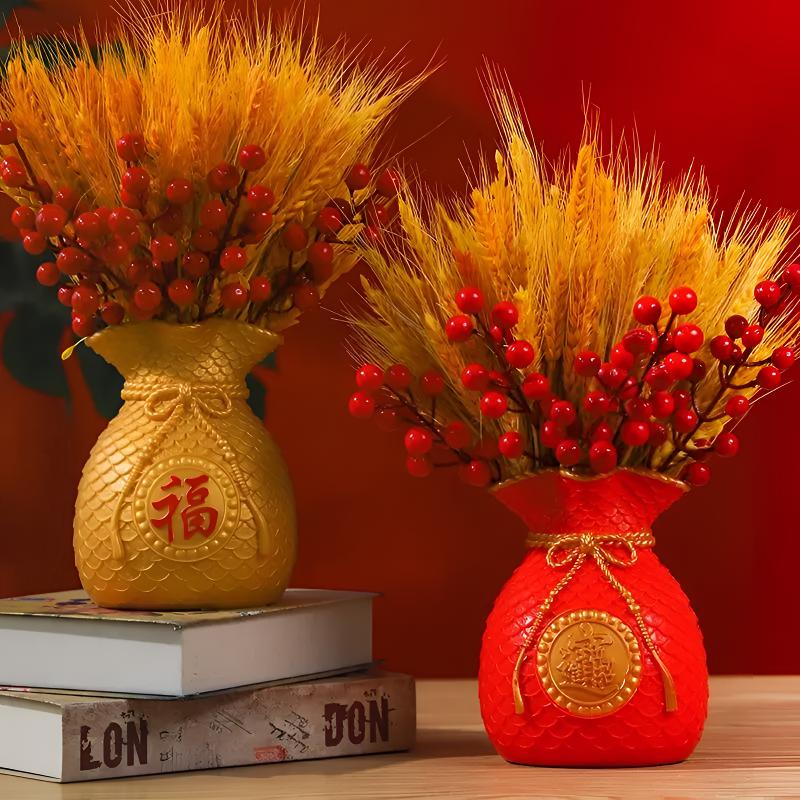 天然黄金大麦干花束福袋钱袋子客厅摆设件金黄麦穗装饰乔迁仿真花